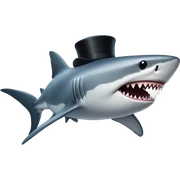 Shark with a top hat sticker