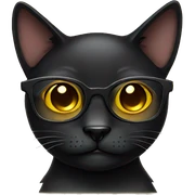Black cat with glasses  sticker