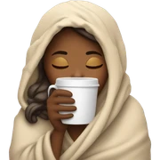 girl inside a blanket sipping coffee eyes closed sticker