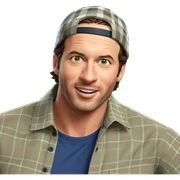 smiling guy in plaid hat sticker