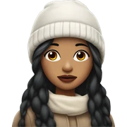 beautiful girl with long flowy black hair and pouty reddish lips wearing winter hat sticker
