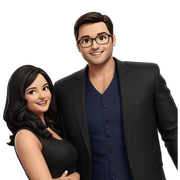 happy couple in formal attire sticker
