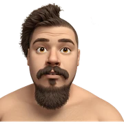 man with beard and flowers sticker