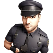 muscular male in police uniform sticker