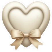 white heart with beige bow sticker