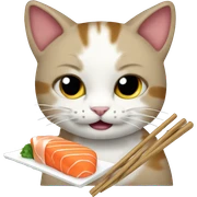 Cat eating sushi sticker