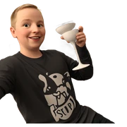 smiling boy holding cup indoors sticker