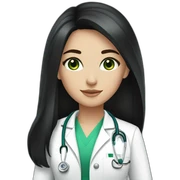 doctor, black hair, girl, white skin, straight hair, green eyes sticker