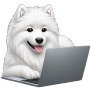 samoyed-working-on-laptop sticker