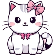 Cat with a cute bow sticker
