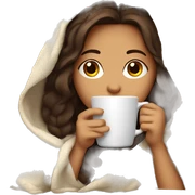 Brunet girl inside a blanket sipping coffee  sticker