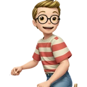 happy boy in striped shirt sticker