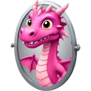 Pink dragon looking in mirror sticker