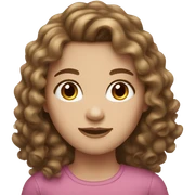 White girl with long brown curly hair sticker