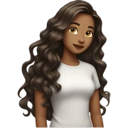 girl with long wavy dark brown hair with highlights  sticker
