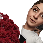 boy with red rose sticker