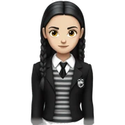 Nevermore Academy. Tough Wednesday Addams. Black and gray Striped School uniform jacket. sticker