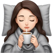 girl inside a blanket sipping coffee eyes closed sticker