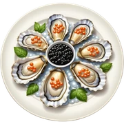 Plate of oyster topped with caviar  sticker