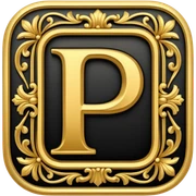 The letter "P" in black and gold sticker