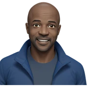smiling man in blue jacket sticker