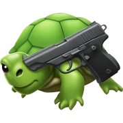 mezcla el emoticono de la pistola con el de la tortuga sticker