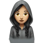 Long dark hair girl in hoodie  sticker
