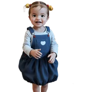 girl with balloon in overalls sticker