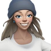 smiling girl in blue hat sticker