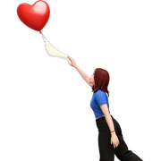 girl reaching for heart balloon sticker