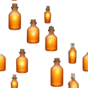 Orange magic fairy light sparkling old Antique bottle with poison and with herbal and flowers sticker