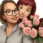girls with flowers and smiles sticker