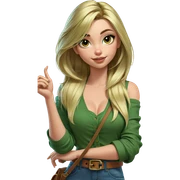 blonde girl in green shirt sticker