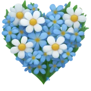 Blue heart and white flowers sticker