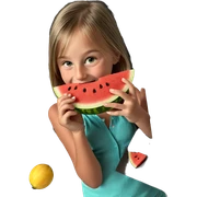 girl enjoying watermelon slice sticker
