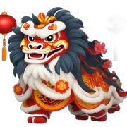 Chinese style, Happy New Year, Lion dance sticker