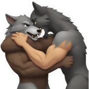 muscular Wolf men hugging sticker