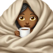 girl inside a blanket sipping coffee eyes closed sticker