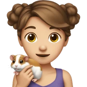 girl with brown hair holding a hamster  sticker