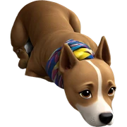 dog with scarf indoors sticker