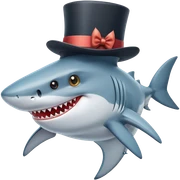 Shark with a top hat sticker