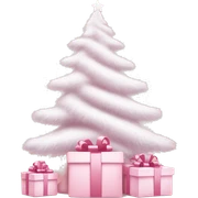 Light pink Christmas gifts under a white Christmas tree  sticker