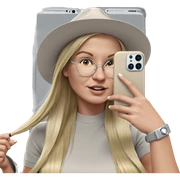 blonde girl taking selfie sticker