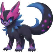 Rare realistic dark edgy badass epic pretty beautiful handsome gorgeous aesthetic colorful vibrant Vernid-Trico-species-Fakemon-creature by LiLaiRa, 4 legs, 1 tail, random markings, (full body) sticker
