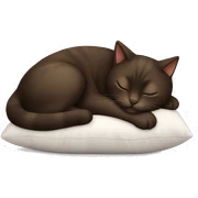 Dark brown cat sleeping in a white pillow sticker