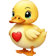 Cute baby duck with heart sticker