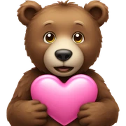 Bear holding a pink heart sticker