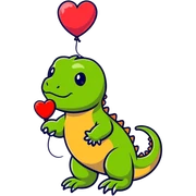 cute bearded dragon with heart balloon sticker
