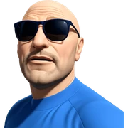 bald man in blue shirt sticker