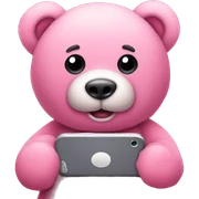 Pink Teddy bear looking at phone  sticker